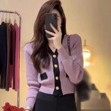 Women's Korean Version Sweater jacket V-neck Knitted Long Sleeved Cardigan Jacket LANFUBEISI