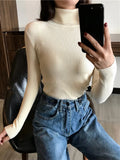 2023 Autumn Winter Thick Sweater Women Knitted Ribbed Pullover Sweater Long Sleeve Turtleneck Slim Jumper Soft Warm Pull Femme LANFUBEISI