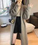 Syiwidii Long Cardigan Women 2023 Autumn Winter New Fashion Casual Solid Knitted Cardigan Chic Vintage Long Sleeve Loose Sweater LANFUBEISI