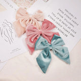 Velvet Sweet Bow Hairpins Solid Color Bowknot Hair Clips For Girls Satin Butterfly Barrettes Duckbill Clip Kids Hair Accessories LANFUBEISI