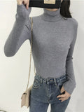 2023 Autumn Winter Thick Sweater Women Knitted Ribbed Pullover Sweater Long Sleeve Turtleneck Slim Jumper Soft Warm Pull Femme LANFUBEISI