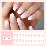 24 Pcs Glossy Short Ballerina Press On Nails Pink Gradient Fake Nails Artificial Finger Manicure False Nails For Women LANFUBEISI