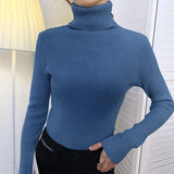 New Knitting Pullover Sweater Long Sleeve Bottom Shirt Slim Turtleneck Sweaters Autumn Winter Soft Blouse Jumpers For Women 2023 LANFUBEISI