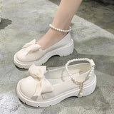 Women Thick Platform Mary Janes Lolita Shoes Party Pumps Summer 2022 New Sandals Bow Chain Mujer Shoes Fashion Oxford Zapatos LANFUBEISI