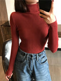 2023 Autumn Winter Thick Sweater Women Knitted Ribbed Pullover Sweater Long Sleeve Turtleneck Slim Jumper Soft Warm Pull Femme LANFUBEISI