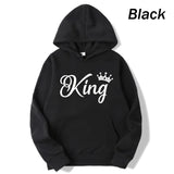 Fashion Men Women Long Sleeve Pullover Hooded Sweatshirts Unisex King and Queen Print Hoodies Casual Streetwear Couple Sweat LANFUBEISI