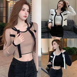 Cardigan Sweaters for Women Crewneck Women's Top Loose Outerwear Knitted T-shirt LANFUBEISI