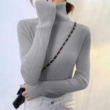 New Knitting Pullover Sweater Long Sleeve Bottom Shirt Slim Turtleneck Sweaters Autumn Winter Soft Blouse Jumpers For Women 2023 LANFUBEISI