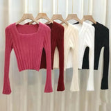 LANFUBEISI Autumn Winter Knitting Crop Tops Women Skinny Sweaters Bottom Shirts Fashion Female Long Sleeve Pullover Casual Knitted Sweater LANFUBEISI