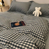 LANFUBEISI Nordic Grid Duvet Cover Set with Bedsheet Pillowcase 220x240 Quilt 4pcs/3pcs Bedding Fashion Comforter Bed Linen Bedding Set LANFUBEISI