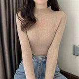 New Knitting Pullover Sweater Long Sleeve Bottom Shirt Slim Turtleneck Sweaters Autumn Winter Soft Blouse Jumpers For Women 2023 LANFUBEISI