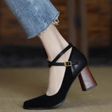 New Vintage Super High Heels Mary Jane Shoes Women Ankle Buckle Platform Pumps Woman Round Toe Chunky Heeled Lolita Shoes LANFUBEISI