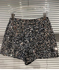 LANFUBEISI Summer New Full of Sequins Shiny Heavy Zipper Nightclub Girl Three-minute Shorts Black Silver Commuting Hot Pants for Women