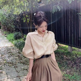 French Shirt Top Short Skirt Set Women Outfits Autumn Spring High-end Elegant Office Lady Gentle Retro Skirt Two Piece Suit 2024 LANFUBEISI