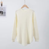 Casual Loose Knit Pullover Women Solid O-neck Fluffy Sweater Female 2023 Autum Warm Soft Fashion Long Sleeve Lady Knitwear LANFUBEISI