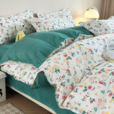 LANFUBEISI Floral Bedding Set with Duvet Cover No Filling Flat Sheet with Pillowcases 2024 New Kids Queen Full Size Boys Girls Bed Linen LANFUBEISI