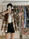 LANFUBEISI Plaid Shirt Women Autumn Long Sleeve Top Female Vintage Fashion Single Breasted Blouse Ladies Preppy Style Loose Check Shirts