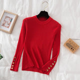 Thick Sweater Long Sleeve Pullover Autumn Winter Clothes Button O Neck Sweater Female Casual Streetwear Knitted Top Soft Jumper LANFUBEISI