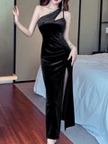 Women Elegant Bodycon Midi Party Dress Sleeveless Slim Vintage Prom Black Vestidos Female Fashion Sexy Club Robe Clothes LANFUBEISI