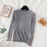 Thick Sweater Long Sleeve Pullover Autumn Winter Clothes Button O Neck Sweater Female Casual Streetwear Knitted Top Soft Jumper LANFUBEISI