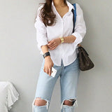 LANFUBEISI Cotton Blouse White Shirt Fashion Women Blusas Mujer De Moda OL Style Tops Casual Ladies Long Sleeve Shirts and Blouses