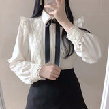 LANFUBEISI Hot Sales Women Cute Sweet Girls Preppy Style Tops Blouses Formal FLHJLWOC Office Lady Basic White Button Shirts