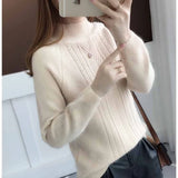 WTEMPO Spring Autumn Winter Knitwear Women Sweaters Fashion Casual Warm Knit Cable Jumper Female Turtleneck Sweater LANFUBEISI