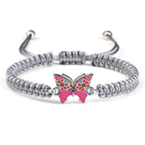 Hot Gray Butterfly Fashion Bracelet Classic Black White Braided Rope Chain Handmade Bracelets for Women Men Adjustable Jewelry LANFUBEISI