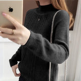 WTEMPO Spring Autumn Winter Knitwear Women Sweaters Fashion Casual Warm Knit Cable Jumper Female Turtleneck Sweater LANFUBEISI