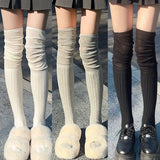 LANFUBEISI Solid Color Thigh High Stockings Women Trendy Casual Over The Knee Female Long Socks Thermal Warm Cotton Tall Tube Leggings