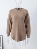 Casual Loose Knit Pullover Women Solid O-neck Fluffy Sweater Female 2023 Autum Warm Soft Fashion Long Sleeve Lady Knitwear LANFUBEISI