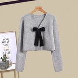 Spring and Autumn New Fashion Set Women's Korean Edition Slimming Knitted Cardigan Versatile Fishtail Skirt Two Piece Set LANFUBEISI