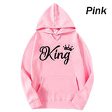 Fashion Men Women Long Sleeve Pullover Hooded Sweatshirts Unisex King and Queen Print Hoodies Casual Streetwear Couple Sweat LANFUBEISI