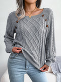 Women Casual Square Collar Buttons Long Sleeve Knitted Pullovers And Sweaters For Autumn Winter 2023 LANFUBEISI