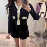 Women's Korean Version Sweater jacket V-neck Knitted Long Sleeved Cardigan Jacket LANFUBEISI