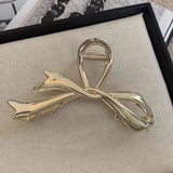 2024 Hot Metal Claw Bow Knot Metal Shark Clip Silver Hair Claw Style Advanced Versatile Back Head Spoon Hair Ornament Headwear LANFUBEISI