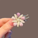 New exquisite flower pearl small clip clip hair clip ladies pink sweet broken hair side bangs clip hair accessories headdress LANFUBEISI