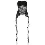 2024 Summer Harajuku Y2k Aesthetic Black vest Korean Sexy Lace Crop Tops Women Streetwear Backless Grunge Camisoles corsets chic LANFUBEISI