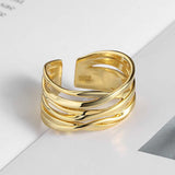 2023 New Arrival Irregular Hollow Silver Color Wide Ring Female Fashion Retro Unique Design Handmade Jewelry Gifts LANFUBEISI