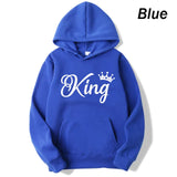 Fashion Men Women Long Sleeve Pullover Hooded Sweatshirts Unisex King and Queen Print Hoodies Casual Streetwear Couple Sweat LANFUBEISI