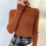 New Knitting Pullover Sweater Long Sleeve Bottom Shirt Slim Turtleneck Sweaters Autumn Winter Soft Blouse Jumpers For Women 2023 LANFUBEISI