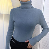 New Knitting Pullover Sweater Long Sleeve Bottom Shirt Slim Turtleneck Sweaters Autumn Winter Soft Blouse Jumpers For Women 2023 LANFUBEISI