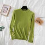 Thick Sweater Long Sleeve Pullover Autumn Winter Clothes Button O Neck Sweater Female Casual Streetwear Knitted Top Soft Jumper LANFUBEISI