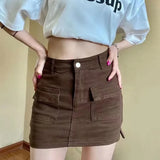 Lucyever Korean High Wiast Denim Mini Skirt Women Sexy Hot Girl Tight Bag Hip Skirts Female Slim Anti-Glare Short Skirts Female LANFUBEISI