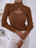 LANFUBEISI Women Knit Two-Piece Sweater Set Autumn Office Lady High Neck Long Sleeve Crop Tops+Ribbed Sling Vest Knitwear Outfit