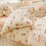 LANFUBEISI Floral Bedding Set with Duvet Cover No Filling Flat Sheet with Pillowcases 2024 New Kids Queen Full Size Boys Girls Bed Linen LANFUBEISI