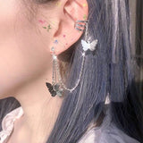 Fashion Punk Butterfly Elf Ear Clip 2023 Trendy Design Liquid Metal Wing Ear Cuff No Piercing Earrings for Women Girls Jewelry LANFUBEISI