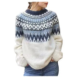 2023 Autumn and Winter Womens Sweater Acrylic Thick Needle Thick Jacquard Wool Sweater LANFUBEISI