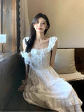 Elegant 2000s Vintage Y2k Midi Dress Women Casual Retro Beach Style Short Sleeve Dress Even Party Chic One Piece Dress Korean LANFUBEISI