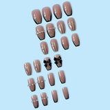 French Black Press on Nails Medium, Butterfly Fake Nails Nude Coffin Acrylic False Nails,Artificial Nails for Women and Girls-2 LANFUBEISI